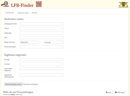 Screenshot LFB Fortbildungsfinder