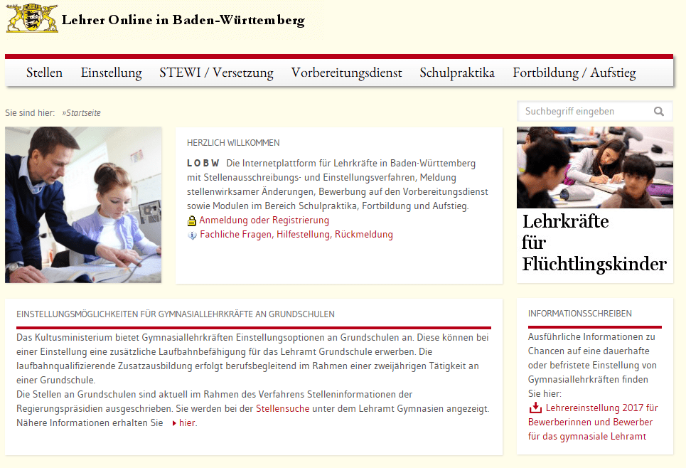 Öffentliche verwaltung  lehrer online in badenwürttemberg